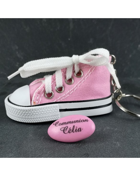 Porte Clés Basket Rose à Dragées